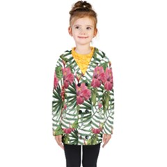 Monstera Flowers Kids  Double Breasted Button Coat by goljakoff