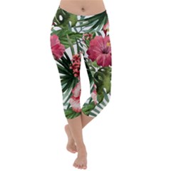 Monstera Flowers Lightweight Velour Capri Yoga Leggings by goljakoff