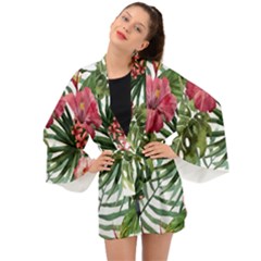 Monstera Flowers Long Sleeve Kimono by goljakoff