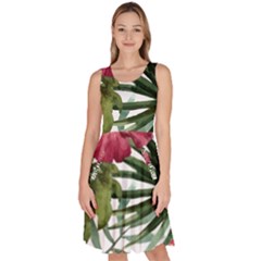 Monstera Flowers Knee Length Skater Dress With Pockets by goljakoff