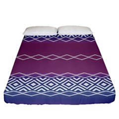 Purple Blue And White Aztec Fitted Sheet (queen Size) by FloraaplusDesign