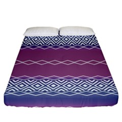 Purple Blue And White Aztec Fitted Sheet (california King Size) by FloraaplusDesign