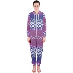 Purple Blue And White Aztec Hooded Jumpsuit (ladies)  by FloraaplusDesign