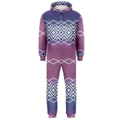 Purple Blue And White Aztec Hooded Jumpsuit (men) 