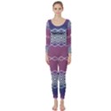 Purple Blue and White Aztec Long Sleeve Catsuit View1