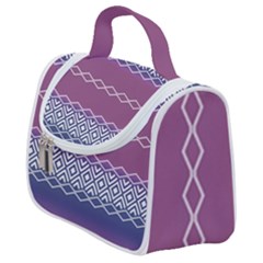 Purple Blue And White Aztec Satchel Handbag by FloraaplusDesign