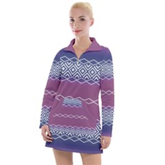 Purple Blue And White Aztec Women s Long Sleeve Casual Dress