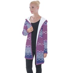 Purple Blue And White Aztec Longline Hooded Cardigan by FloraaplusDesign