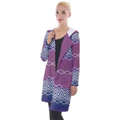 Purple Blue And White Aztec Hooded Pocket Cardigan by FloraaplusDesign