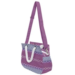 Purple Blue And White Aztec Rope Handles Shoulder Strap Bag by FloraaplusDesign