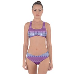 Purple Blue And White Aztec Criss Cross Bikini Set by FloraaplusDesign