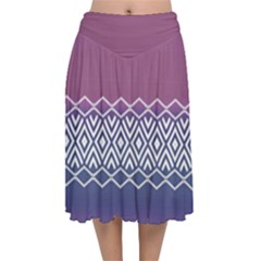 Purple Blue And White Aztec Velvet Flared Midi Skirt by FloraaplusDesign