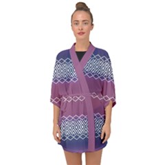 Purple Blue And White Aztec Half Sleeve Chiffon Kimono by FloraaplusDesign