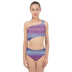 Purple Blue And White Aztec Spliced Up Two Piece Swimsuit by FloraaplusDesign