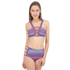 Purple Blue And White Aztec Cage Up Bikini Set by FloraaplusDesign