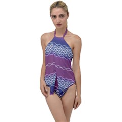 Purple Blue And White Aztec Go With The Flow One Piece Swimsuit by FloraaplusDesign