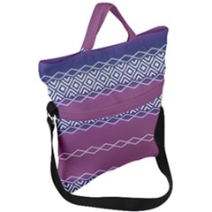 Purple Blue And White Aztec Fold Over Handle Tote Bag by FloraaplusDesign