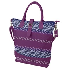 Purple Blue And White Aztec Buckle Top Tote Bag by FloraaplusDesign