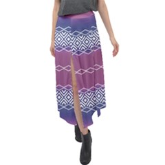 Purple Blue And White Aztec Velour Split Maxi Skirt by FloraaplusDesign