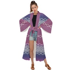 Purple Blue And White Aztec Maxi Kimono by FloraaplusDesign