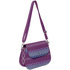 Purple Blue And White Aztec Saddle Handbag by FloraaplusDesign