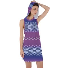 Purple Blue And White Aztec Racer Back Hoodie Dress by FloraaplusDesign