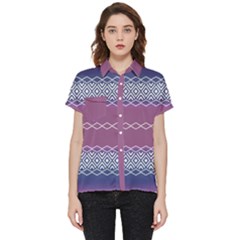 Purple Blue And White Aztec Short Sleeve Pocket Shirt by FloraaplusDesign