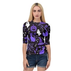 Halloween Party Seamless Repeat Pattern  Quarter Sleeve Raglan Tee