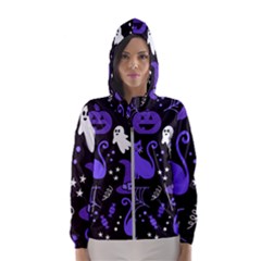 Halloween Party Seamless Repeat Pattern  Women s Hooded Windbreaker by KentuckyClothing