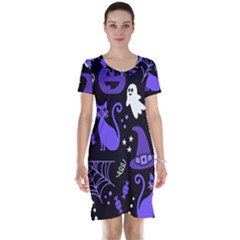 Halloween Party Seamless Repeat Pattern  Short Sleeve Nightdress