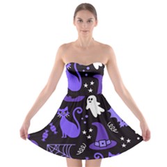 Halloween Party Seamless Repeat Pattern  Strapless Bra Top Dress by KentuckyClothing