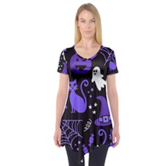 Halloween Party Seamless Repeat Pattern  Short Sleeve Tunic  by KentuckyClothing