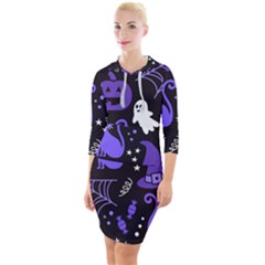 Halloween Party Seamless Repeat Pattern  Quarter Sleeve Hood Bodycon Dress by KentuckyClothing