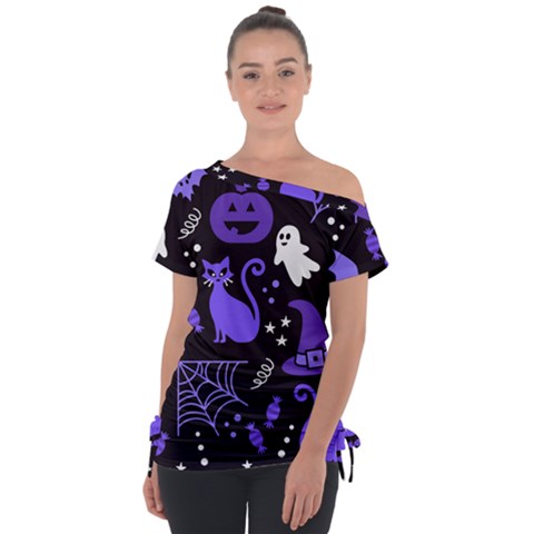 Halloween Party Seamless Repeat Pattern  Tie-up Tee by KentuckyClothing