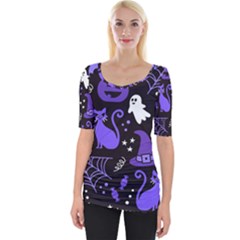 Halloween Party Seamless Repeat Pattern  Wide Neckline Tee