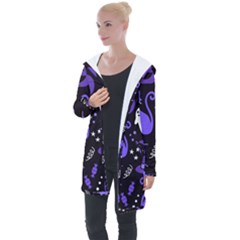 Halloween Party Seamless Repeat Pattern  Longline Hooded Cardigan