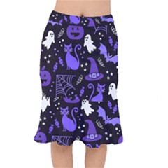 Halloween Party Seamless Repeat Pattern  Short Mermaid Skirt