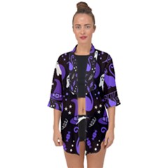 Halloween Party Seamless Repeat Pattern  Open Front Chiffon Kimono