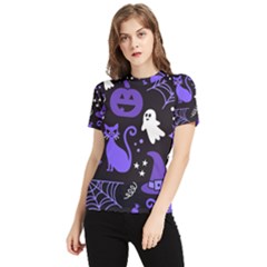 Halloween Party Seamless Repeat Pattern  Women s Short Sleeve Rash Guard by KentuckyClothing