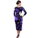 Halloween Party Seamless Repeat Pattern  Quarter Sleeve Midi Velour Bodycon Dress View2