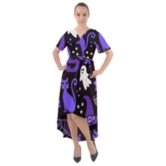 Halloween Party Seamless Repeat Pattern  Front Wrap High Low Dress