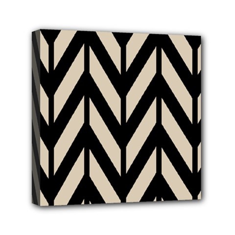 Chevrons Beige/noir Mini Canvas 6  X 6  (stretched) by kcreatif