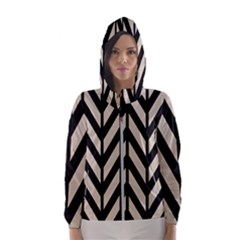 Chevrons Beige/noir Women s Hooded Windbreaker by kcreatif