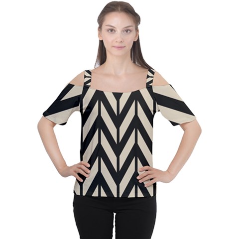 Chevrons Beige/noir Cutout Shoulder Tee by kcreatif