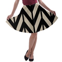 Chevrons Beige/noir A-line Skater Skirt by kcreatif