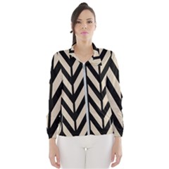 Chevrons Beige/noir Women s Windbreaker by kcreatif