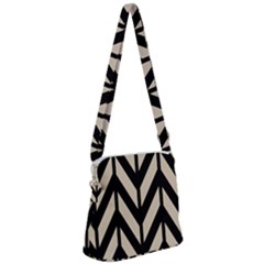 Chevrons Beige/noir Zipper Messenger Bag by kcreatif