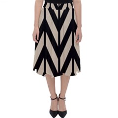 Chevrons Beige/noir Classic Midi Skirt by kcreatif