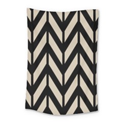 Chevrons Beige/noir Small Tapestry by kcreatif