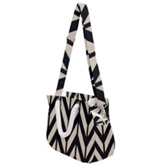 Chevrons Beige/noir Rope Handles Shoulder Strap Bag by kcreatif